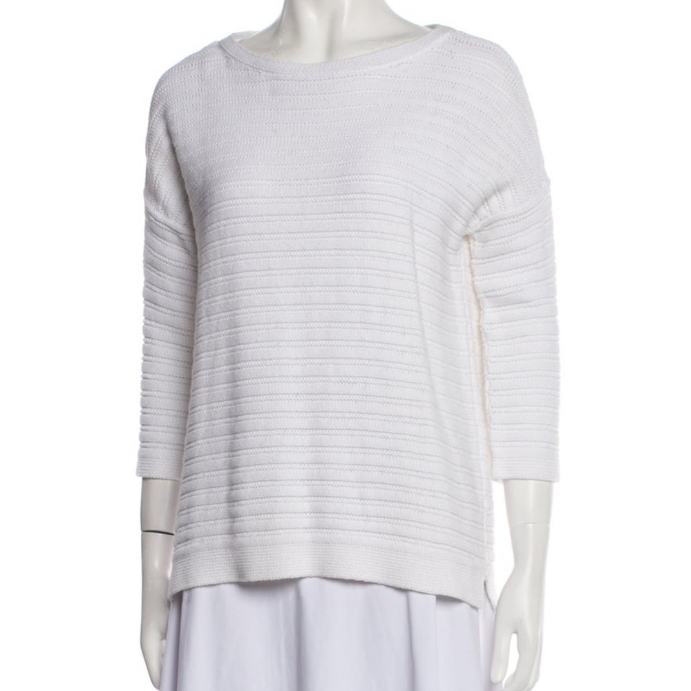 White Ribbed Knit Sweater
